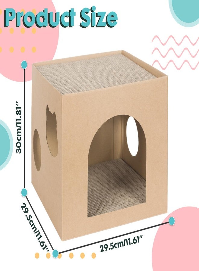 PowerKing Cardboard Cat House with 2-Stories Scratch Pad | 2-Level Cat Play House, Hideaway Cave & Scratching Toy | Durable Corrugated Condos Bed for Indoor Cats/Kittens/Bunny/Small Animals - Image 2